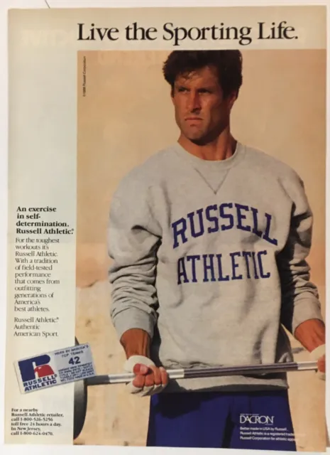Russell Athletic Clothing 1988 Vintage Print Ad 7.5x10.5 Inches Wall Decor
