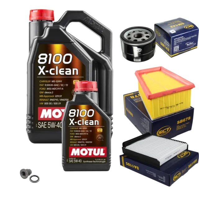 Sct Inspection Set 6 L Motul 8100 X-Clean 5W-40 pour lada Largus Break Dacia