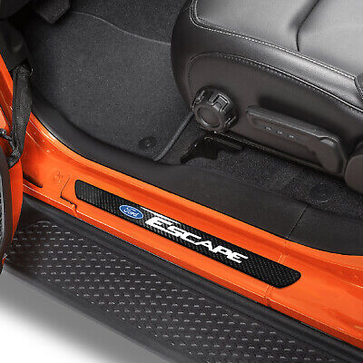 Ford Escape Black Real Carbon Fiber 4 Universal Door Sill Protector Guard Plate