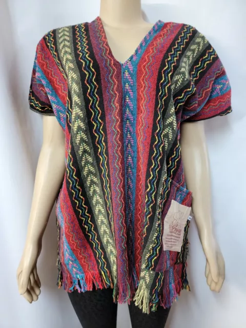 ELEPHANT JUNGLE SANCTUARY Serape Tunic PONCHO JACKET SIZE S #C2