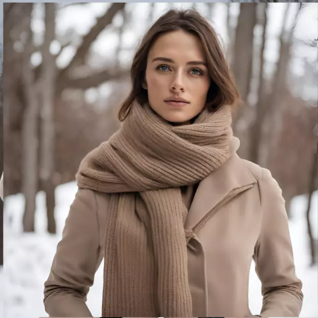 Sciarpa Nocciola a coste. Lana merino e Cashmere. 100%  made in Italy