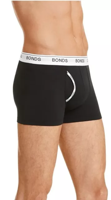 3 x Bonds Guyfront Trunk Mens Underwear Undies Black/White 3