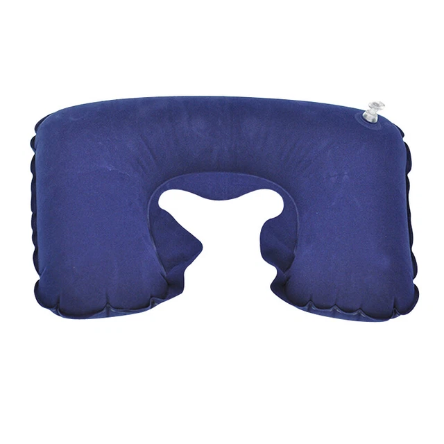 Inflatable U Shaped Pillow Car Head Neck Rest Air Cushion for Travel Navy 2