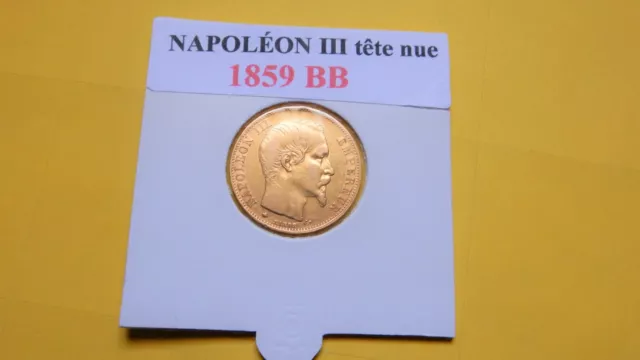 20 Francs Or - Napoleon Iii Empereur " Tête Nue " - 1859 Bb