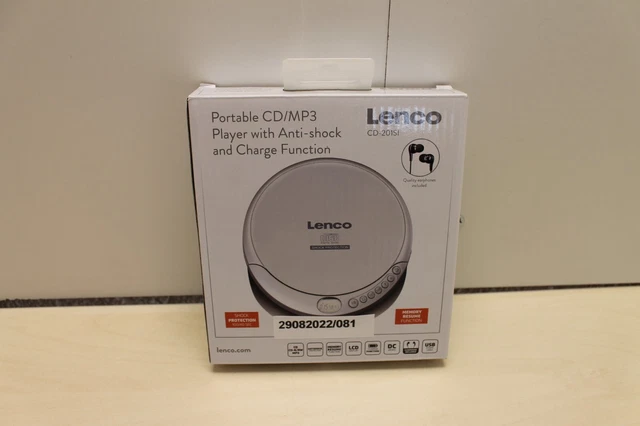 Lenco CD-201 Tragbarer CD-Player CD, CD-R, CD-RW, MP3 Akku-Ladefunktion Silber