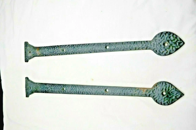 Vintage Pair Heavy Gauge Faux Door Strap hinges Gate Perid Door Old 70s Stock