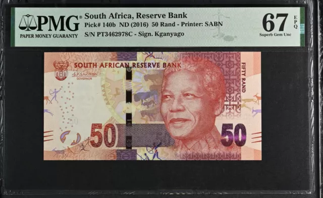 South Africa 50 Rands ND 2016 P 140 b Kganyago Superb GEM UNC PMG 67 EPQ