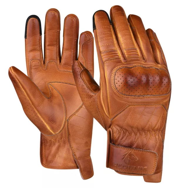 REDRUM Wax Motorcycle Gloves premium quality 100% Leather ATV Quad Bike Moped