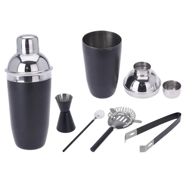 Cocktailset aus Edelstahl schwarz 5-teilig matt Barset Shaker Set Modern Loft