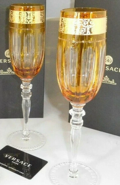 Rosenthal VERSACE Prestige Gala Amber 2 x Sektgläser  24 cm Neu & Ovp 0,18 L.