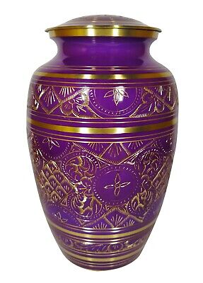 Urna de cremación grabada en oro púrpura urna funeraria para cenizas humanas y mascotas