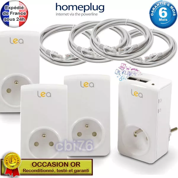 Lot 2,3 ou 4 boitiers CPL NetSocket 200 Nano LEA prise courant porteur Home plug