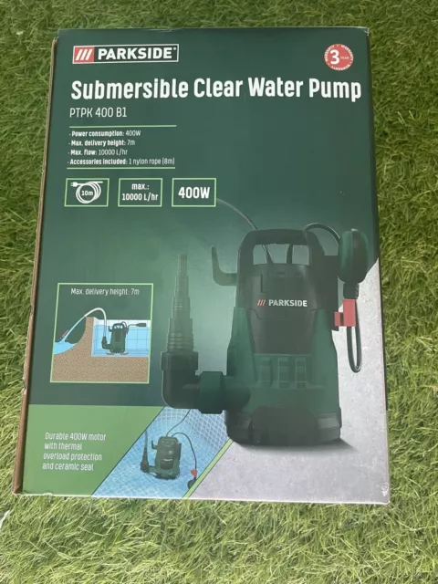 Parkside Submersible Water Pump Durable 400W Motor Draining Transferring Water