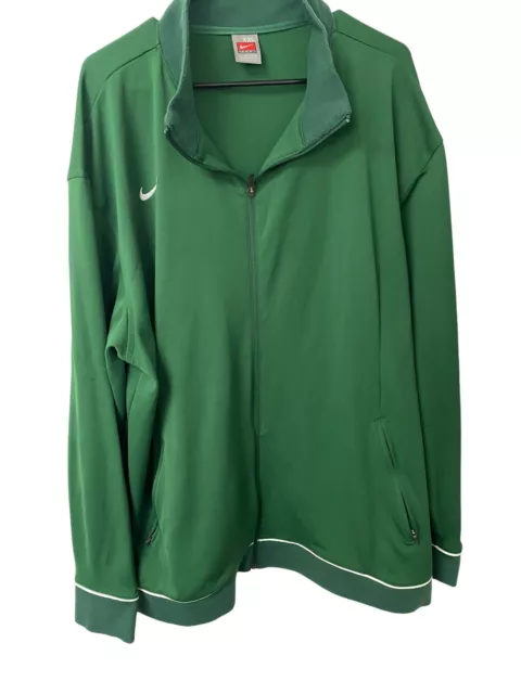 Vintage 90s Nike Track Jacket Green Warm Up Swoosh Stripe Sleeve Mens Size XXL