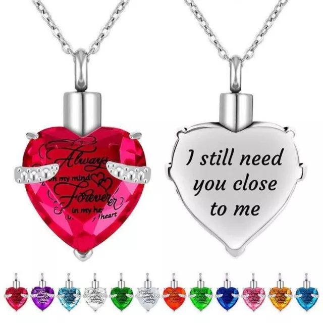 Adjustable Cremation Jewelry Urn Necklace Heart Pendant  Ashes Memorial