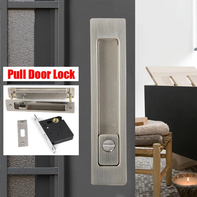 SLIDING POCKET DOOR Privacy Lock Pull Handles Set Hardware Recessed