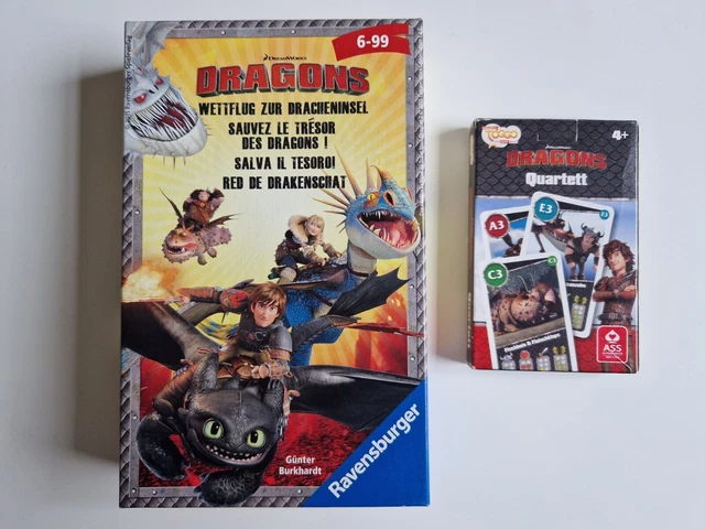DRACHENZÄHMEN Dragons - Wettflug zur Dracheninsel Quartett Spiel Ravensburger