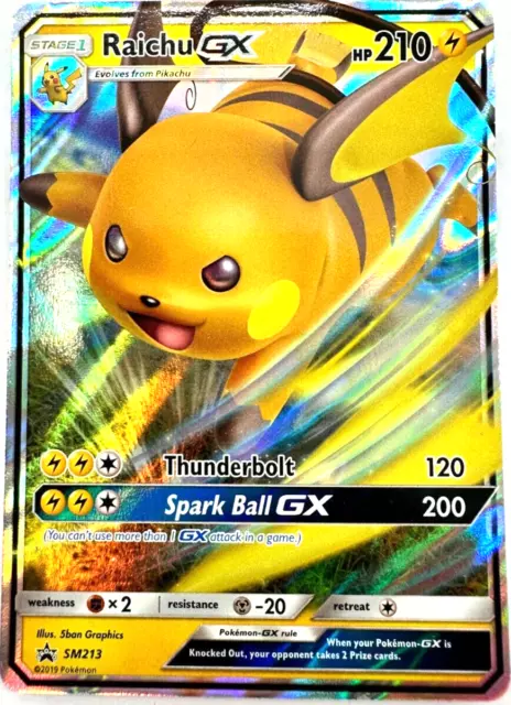 Pokemon Karte TCG Raichu GX SM213 Blackstar Promo Holo Rare Fullart NM Englisch