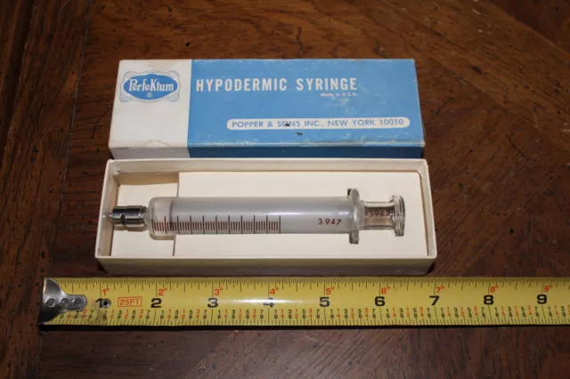 Vintage Perfektum Popper & Sons 10cc Glass Luer Needle Lock Syringe 3947