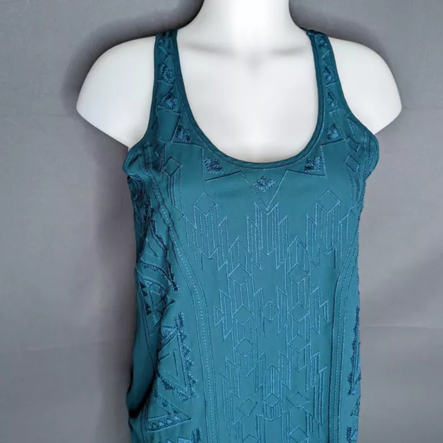 Mossimo Womens Top Shirt Small Dark Teal Flowy Textured Oversize Long Tunic 2