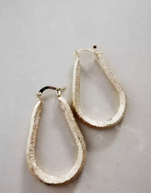 14k Gold Oval Hoop Earrings African Ethiopian Jewellery  Women Girls Bridal