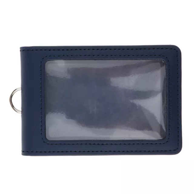 Double Side Leather ID Badge Card Holder Wallet Case Vertical