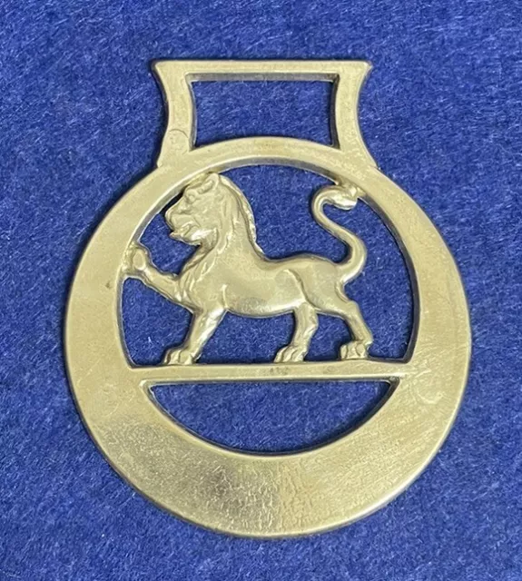 Brass Horse Medallion Vintage English Leo Lion Bridle Ornamental Decoration