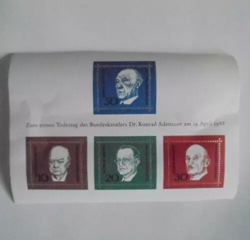 Briefmarken BRD Block 4 Todestag Konrad Adenauer 1968 Postfrisch