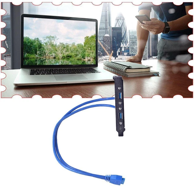20Pin Header to Dual USB 3.0 Female Port Extension Panel E9L8 Bracket Rear G2Y4