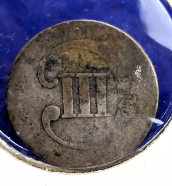 Civil War Era No Date US Three Cent Silver Coin Trime .90 Silver Antique