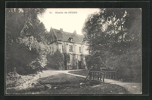 CPA Moulin de Stors, Idyllische Partie avec Haus, le jardin et pont