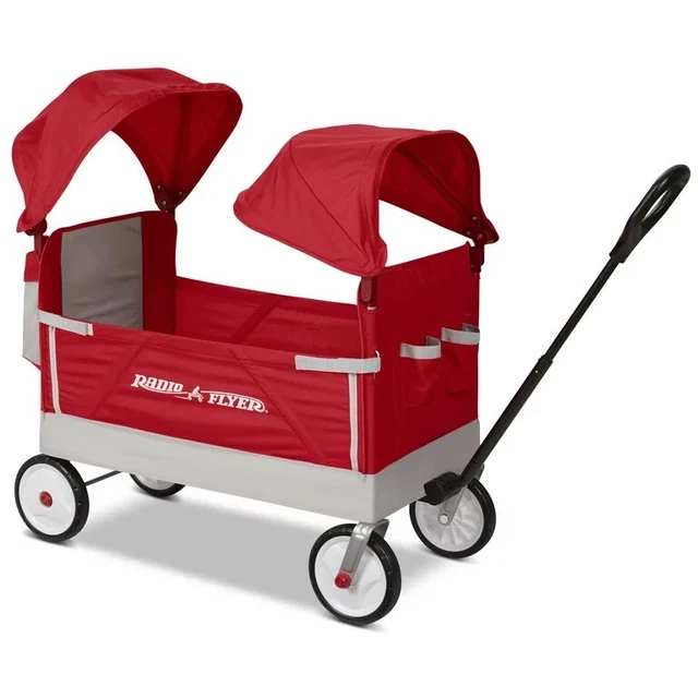 RADIO FLYER, DUAL Canopy Family Wagon, Adjustable Canopies with Storage