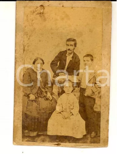 1870 ca MILANO via S. Maria Segreta - Ritratto di famiglia con bambini *Foto CDV