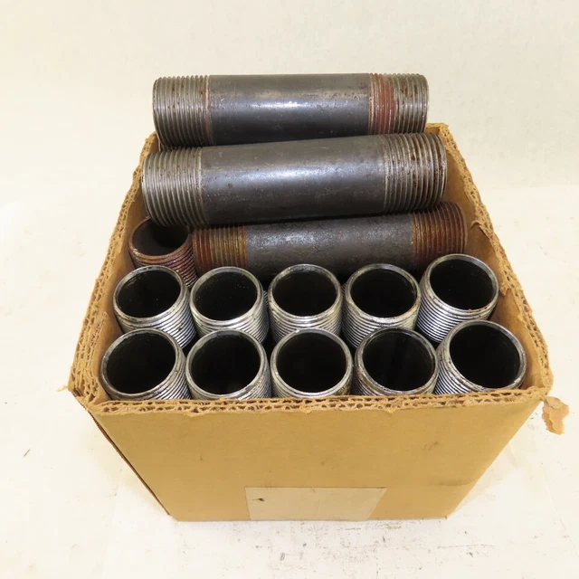 1" NPT Black Iron Pipe Nipple Mixed Lengths 5" 5-1/2" & 6" Lot/17