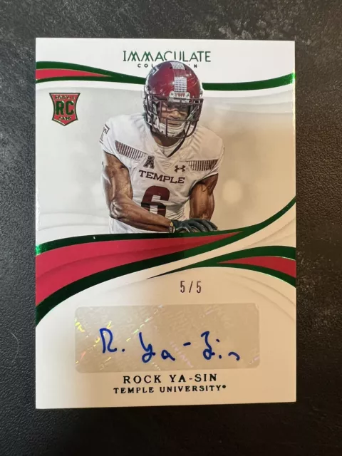 Rock Ya-Sin 2019 Panini Immaculate Rookie Green Auto # 5/5 Ssp Temple Owls Rc