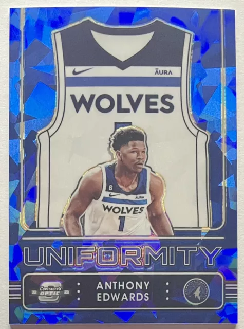 Anthony Edwards 2022-23 Panini Optic Contenders Blue Cracked Ice Uniformity /75