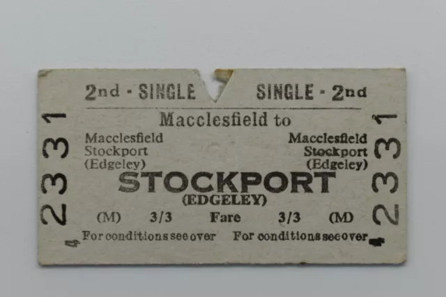 BRB(M) Eisenbahnticket Nr. 2331 MCCLESFIELD nach LAGERPORT 14 DE 1967