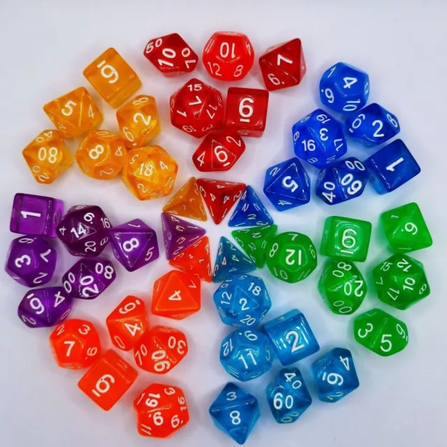 7Pcs/set D4 D6 D8 D10 D12 D20 Polyhedral Dice 7-Die Game Dice DND Dice  TRPG DND