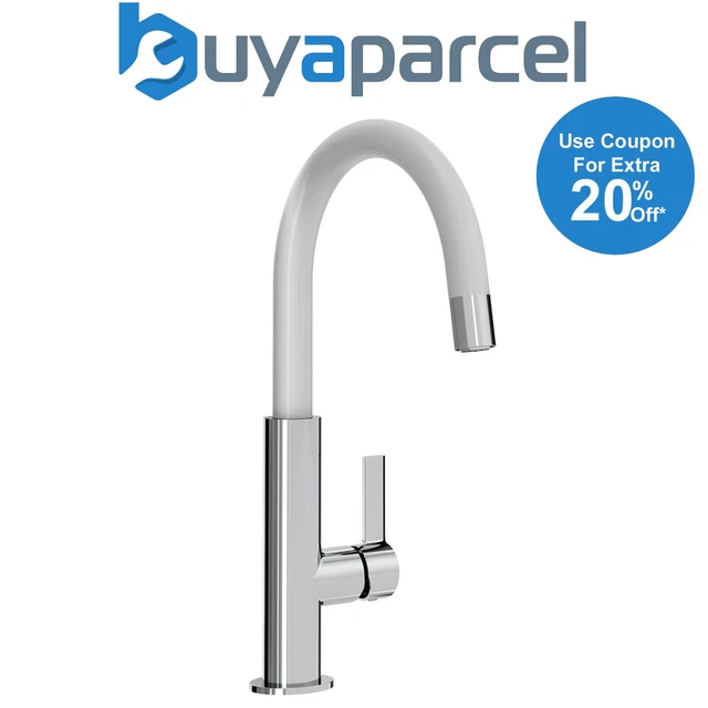 Bristan MLB SNK WHT Melba Kitchen Sink Mixer Tap Swivel Spout White Chrome