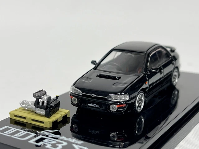 Hobby Japan Subaru Impreza WRX 1992 black with display case - spare engine 1:64 Hobby Japan Subaru Impreza WRX 1992 black with display case - spare engine 1:64