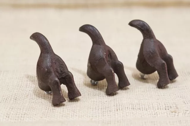 3 Dog Butt Tail Hooks Drawer Pulls Hat Coat Key Knob Cabinet Cast Iron Dog Leash