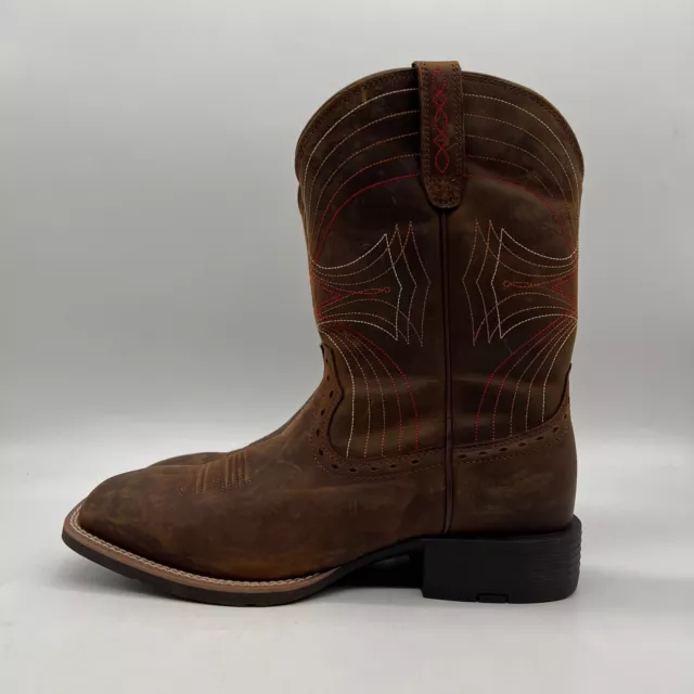 Ariat Sport Wide 10010963 Mens Brown Leather Square Toe Western Boots