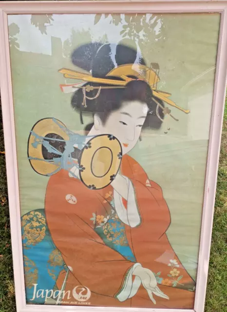 Affiche ancienne Japan Air Lines originale Geisha