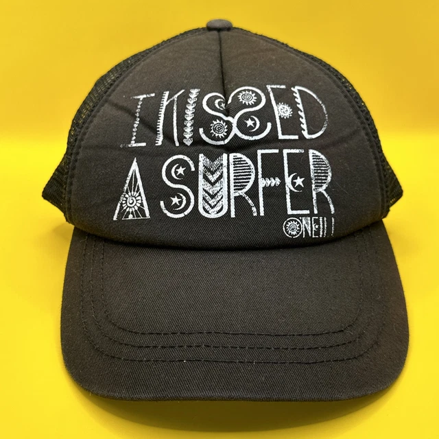 O'Neill I Kissed a Surfer Snapback Trucker Hat Cap Mesh Foam Black White