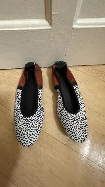 Ballerines ELITE Noires Et Grises Monogrammées - Taille 37, Toile Et Cuir - Neuves En Boîte