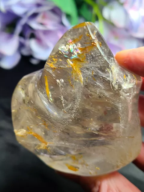 Gorgeous 3"  247g A+ Golden Healer Rainbows Quartz Freeform Flame Crystal Tower