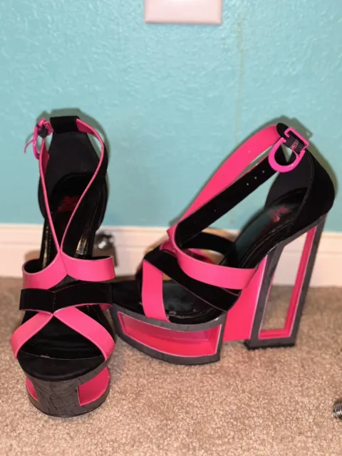 Black and Pink High Wedge Heel Platform  Shoes Women size 8 Shiekh