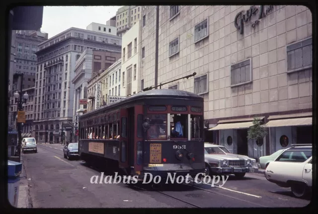 Orig 1978 SLIDE Street Scene w St Charles Streetcar #932 Downtown New Orleans LA