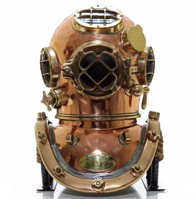 Casque De Plongée Vintage US Navy Mark V - Cuivre Et Laiton - Reproduction Ancienne - Déco Marine