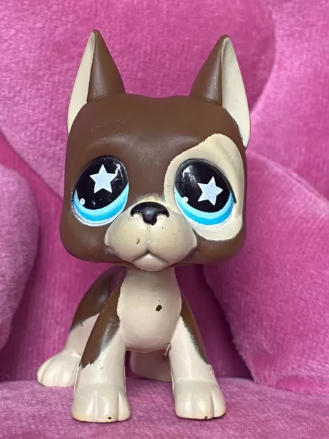 Littlest Pet Shop LPS Brown Great Dane #817 ~ Puppy Dog with Blue Star Eyes